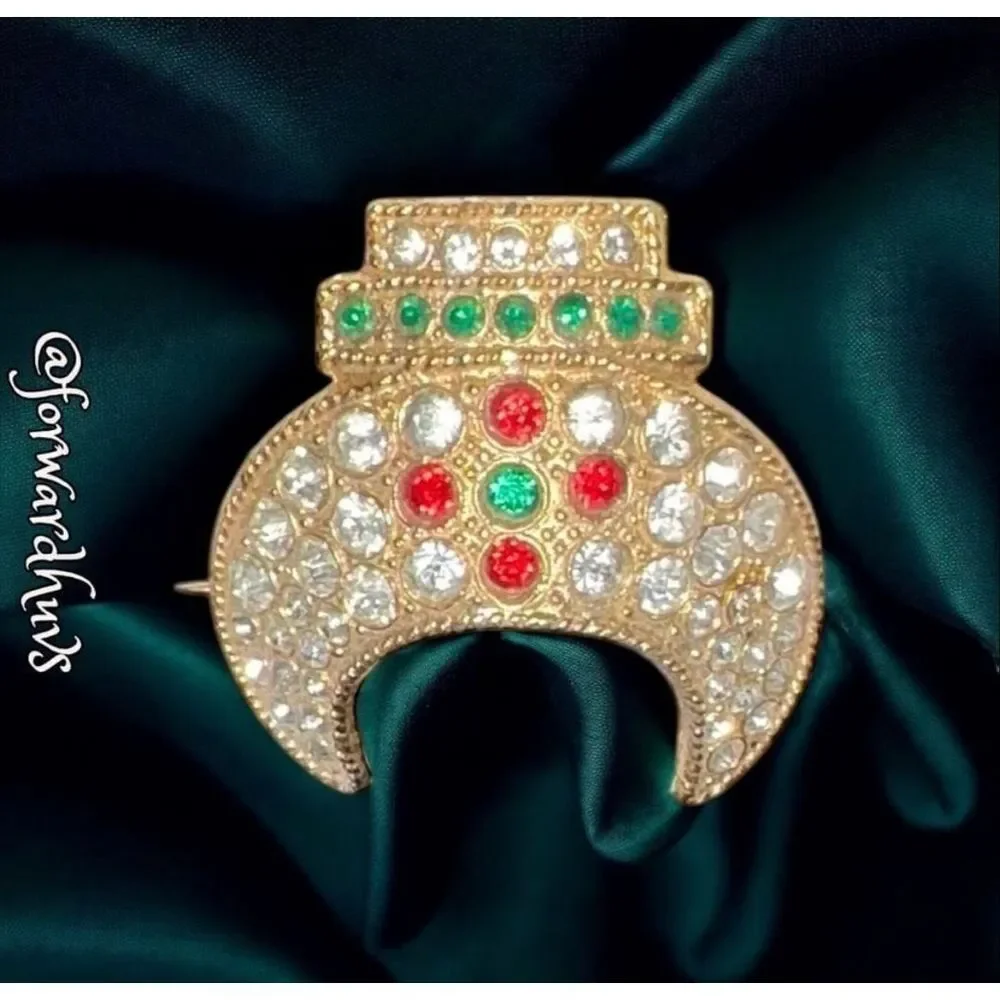 Vintage Shriners Fez Pin with Clear Rhinestone Accents